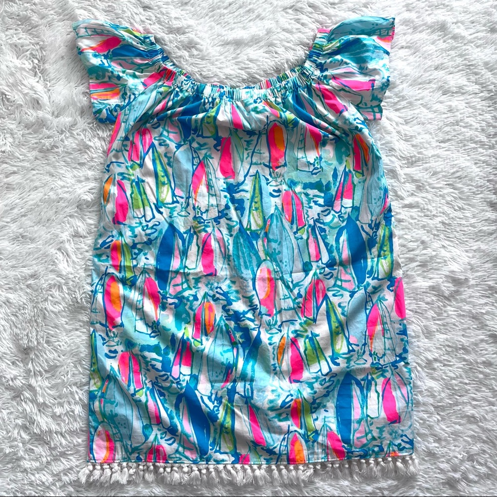 Lilly Pulitzer | Like New! β¨ Marble Beach and Bae Sunglow Sailboat Fringe Dress - Picture 11 of 11